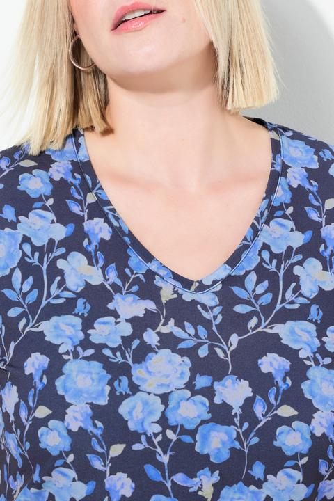 Produktbild Ulla Popken Longshirt, A-Linie, Blumenmuster, V-Ausschnitt (42, 44)