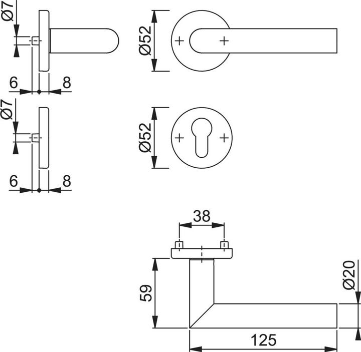 Actual product image Hoppe Handle set E1400Z/E42KV/E42KVS Amsterdam SecuSan (Door set)