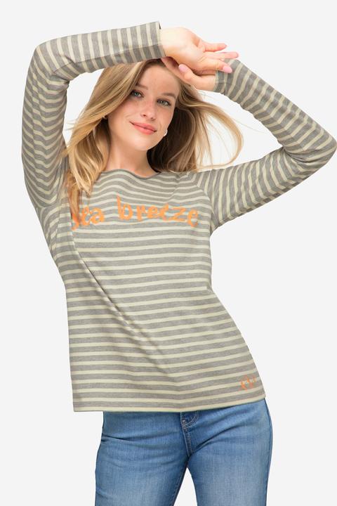 Produktbild Laurasøn Ringelshirt, Regular Fit, Statement Print, Rundhals, Langarm, OEKO-TEX (L)
