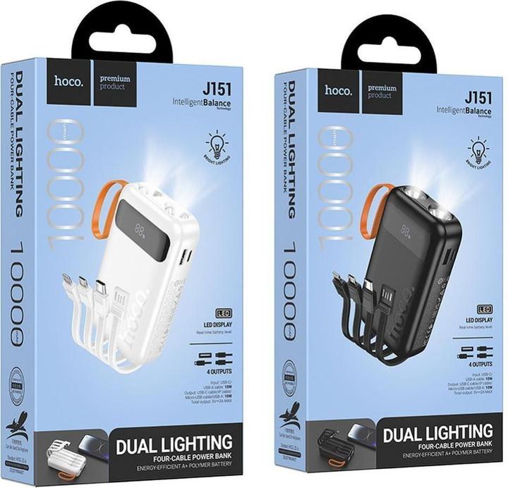 Actual product image Hoco J151, 10000mAh, 10W, Black (10000 mAh, 10 W, 37 Wh)
