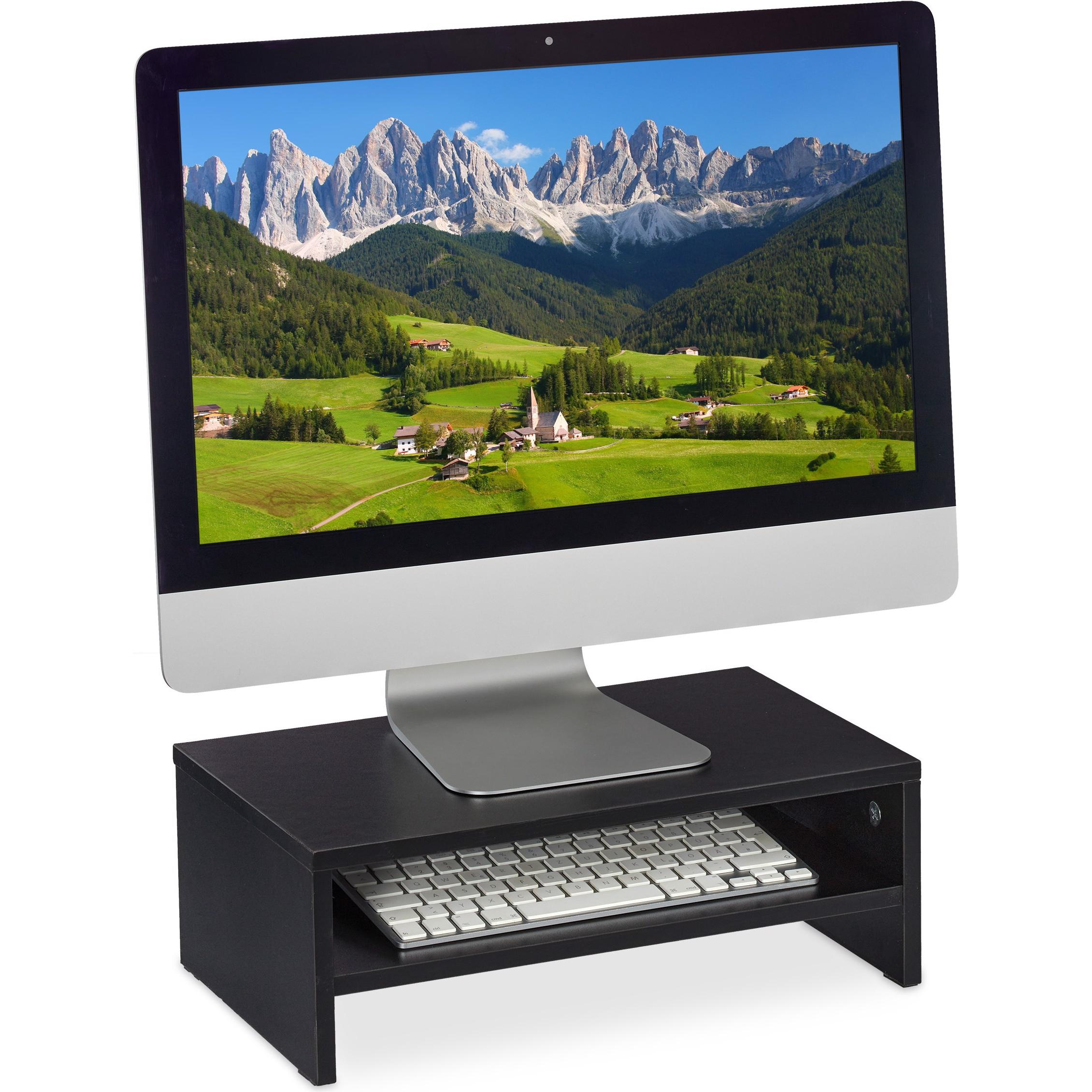 Relaxdays Monitorständer, Monitor Erhöhung, Schwarz