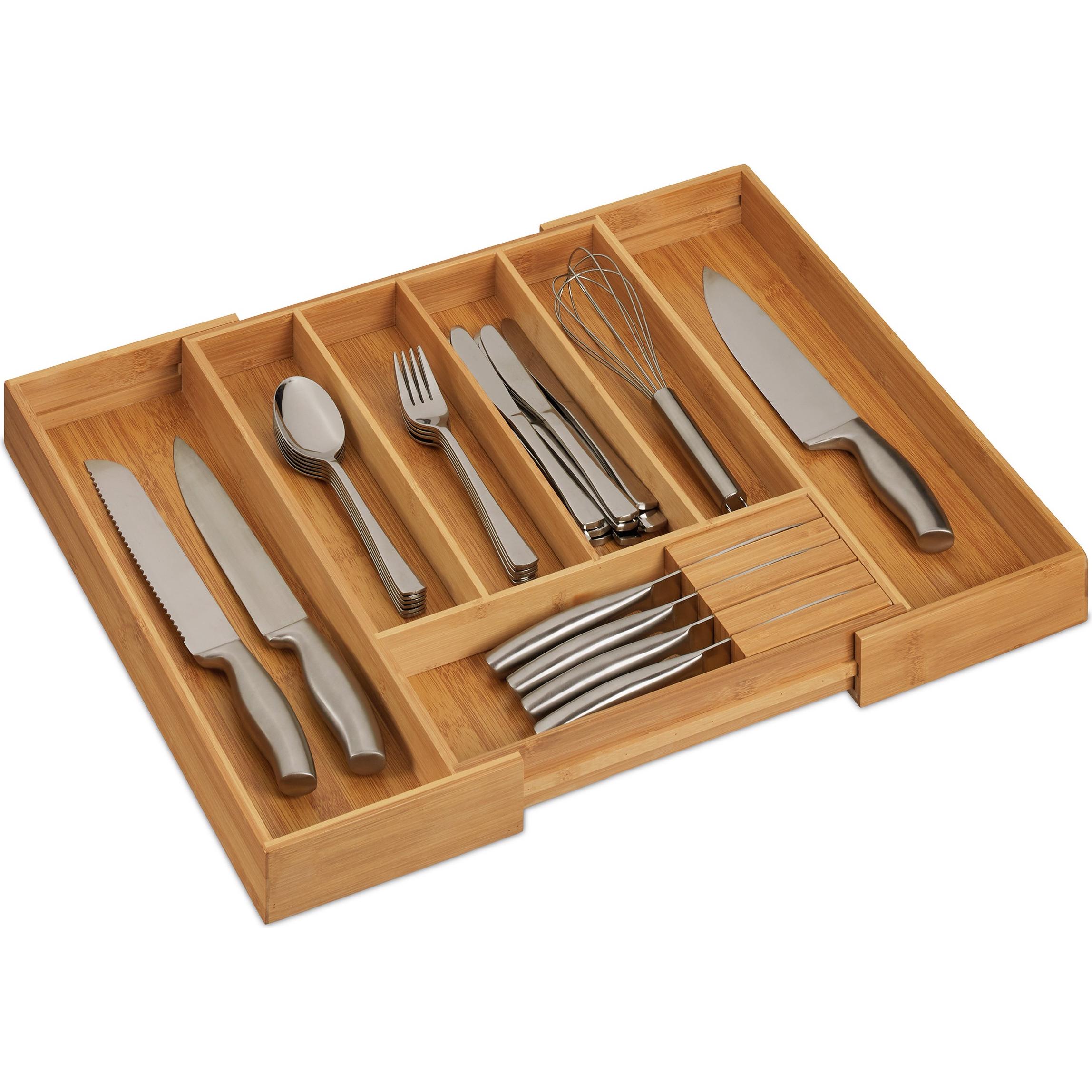 Relaxdays Besteckkasten, Besteckkasten, Braun