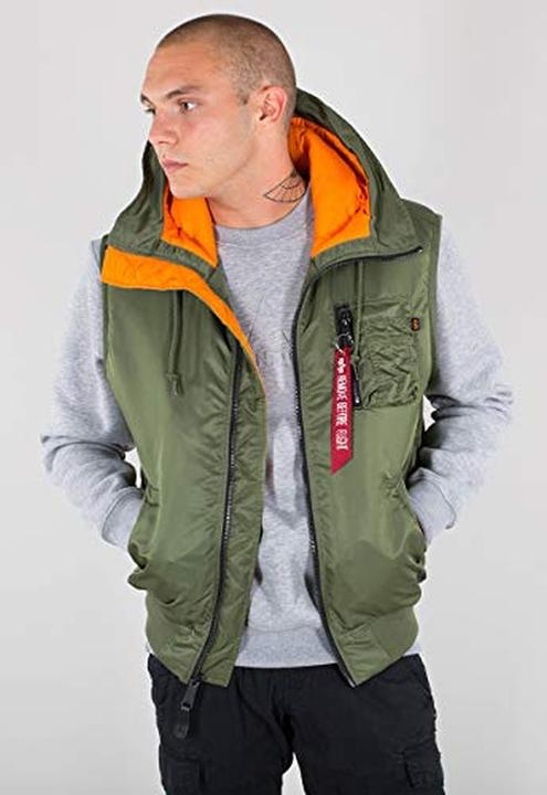 Image du produit Alpha Industries Veste MA-1 avec capuche, poche utilitaire et doublure orange (S)