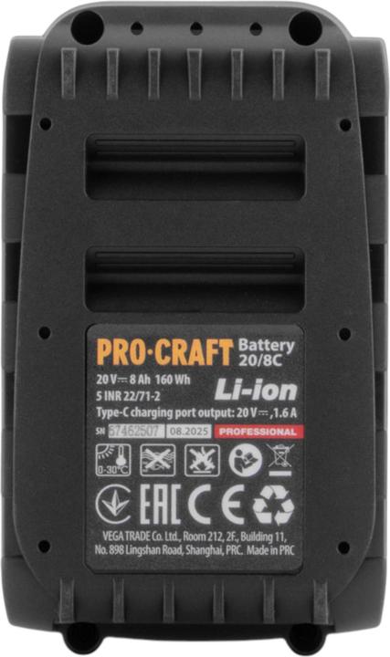 Immagine prodotto Procraft Batteria 20/8C 20 V 8,0 Ah / 8000 mAh Li-ion con indicatore di carica (20 V)