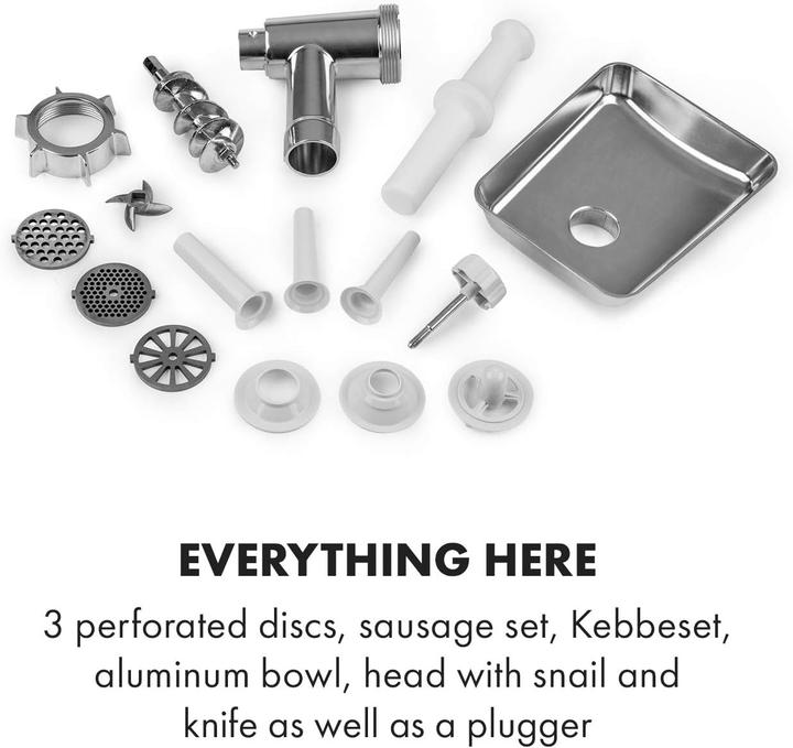 Produktbild Klarstein Kraftprotz elektrischer Fleischwolf Weiss Silberfarben