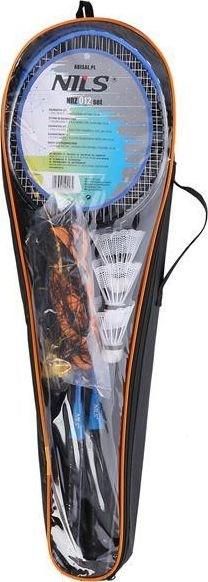 Productafbeelding Nils NRZ012 STEEL badmintonset 2 rackets + 3 shuttlecocks + 195x22cm net + koffer