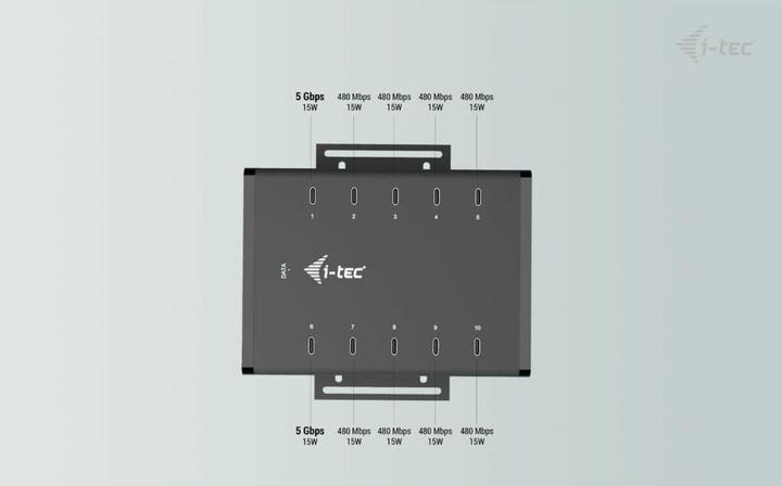 Produktbild i-tec USB-C/USB-A Metal Charging+Data HUB 15W pro Port 10x USB-C integriertes Netzteil 180W (USB-C, 10 Ports)