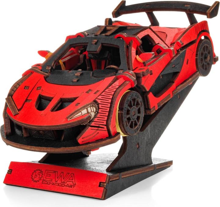 Image du produit Eco Wood Art Kit de maquette 3D en bois - Voiture de course - Rouge (237 pièces)