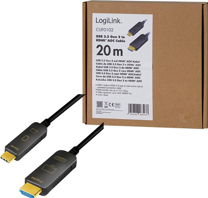 Immagine prodotto LogiLink cavo usb usb 3.2 usb-c a hdmi 20 m (20 m, HDMI)