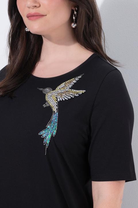 Actual product image Ulla Popken Hummingbird Beadwork Tee (50, 52)