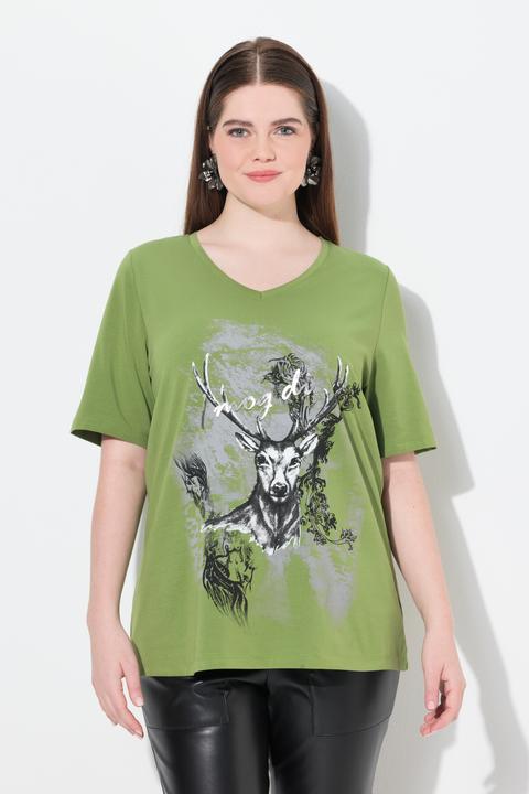 Produktbild Ulla Popken T-Shirt, Trachtenmotiv, Classic, V-Ausschnitt, Halbarm (42, 44)