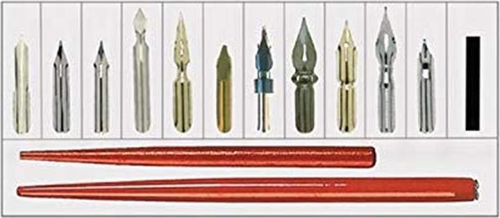 Actual product image Standardgraph Drawing calligraphy set red different nib widths (Red, 2x)