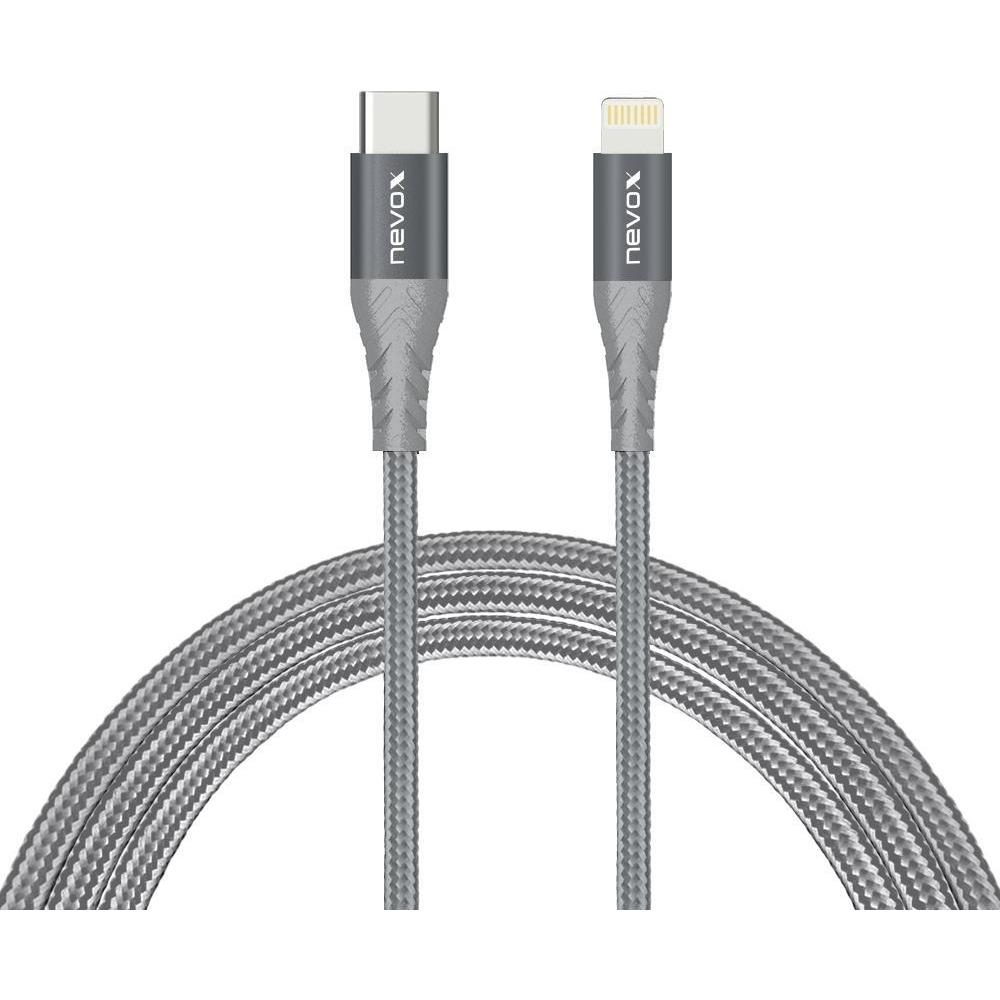 Nevox 2M Lightning zu Type C USB Datenkabel MFi Nylon geflochten (2 m, USB 3.2 Gen 2), USB Kabel