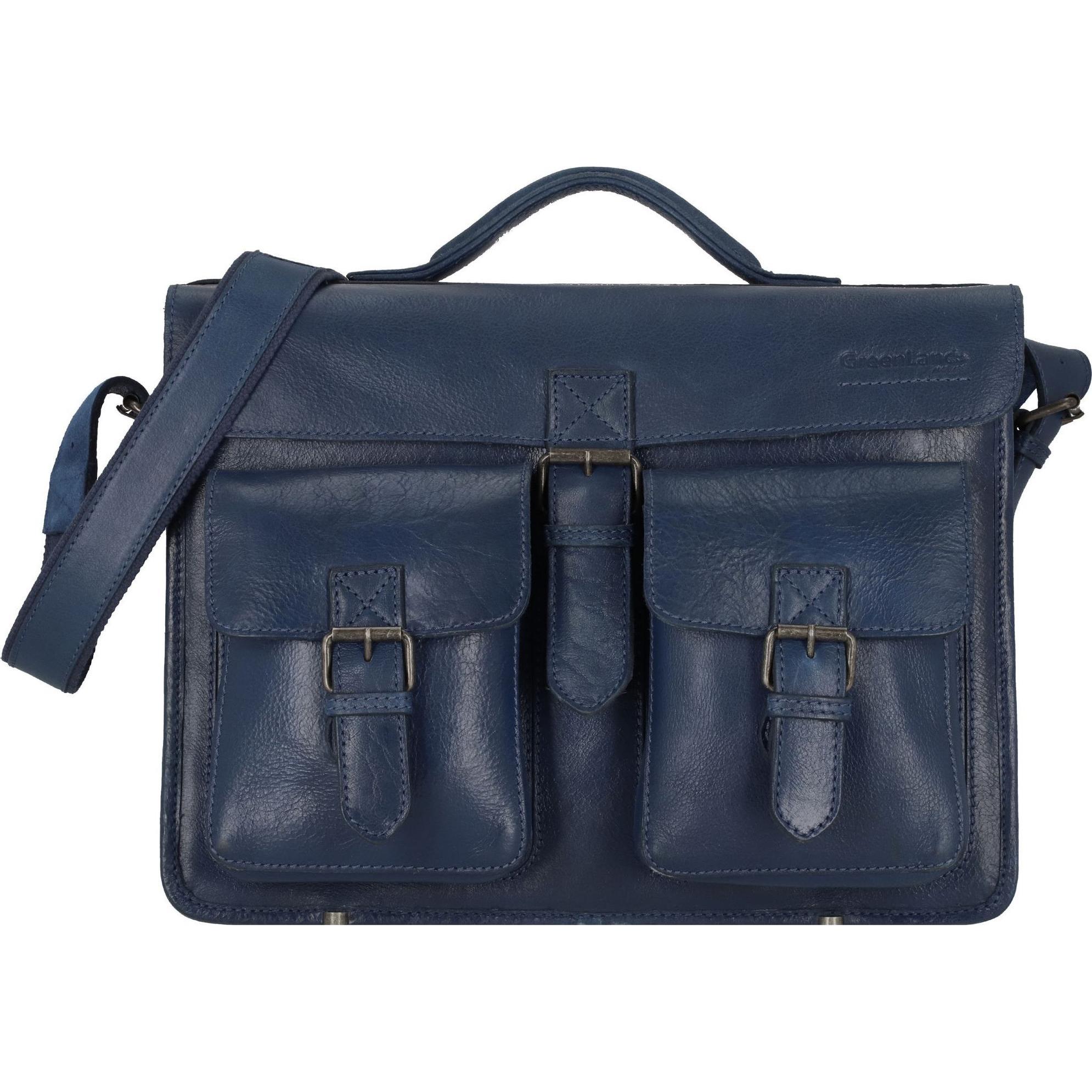 Greenland Nature, Handtasche, Nature Aktentasche Leder 40 cm, Blau