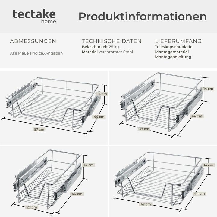 Actual product image tectake Telescopic drawer