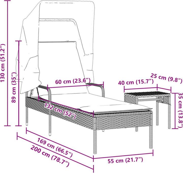 Produktbild vidaXL Sonnenliege (114 cm)