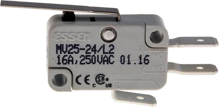 Actual product image RS PRO Microswitch lever straight long-actuator quick connection, 16 A @ 250 V ac, 1-pole changeover