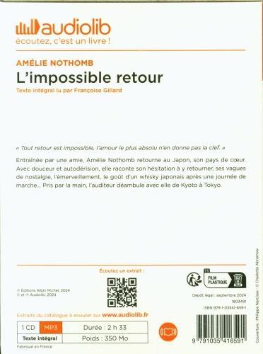 Immagine prodotto L'impossible retour (Nothomb Amélie, Francese)