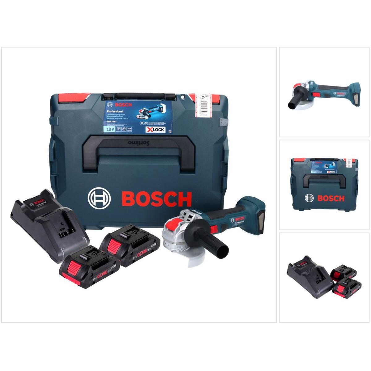 Bosch Professional, Winkelschleifer, Bosch GWX 18V-7 Professional Akku Winkelschleifer 18 V 125 mm Brushless X-LOCK + 2x...