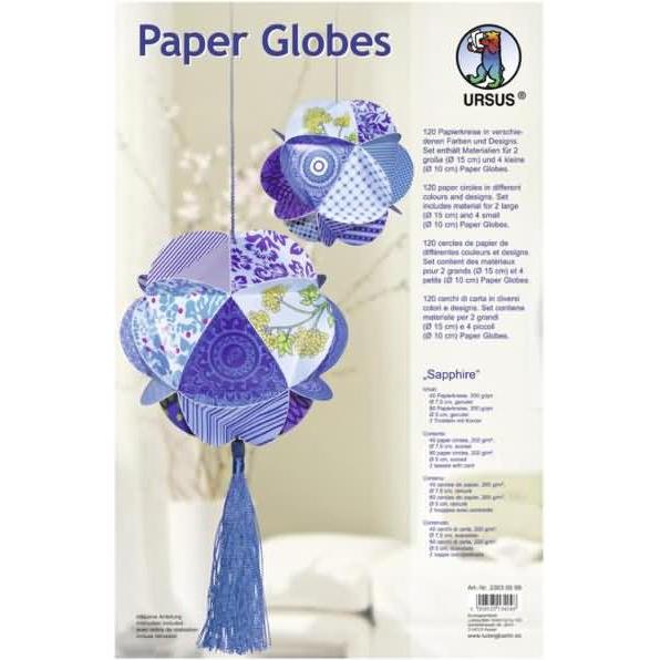 Thumbnail - Magni Ursus 23030099 - Paper Globes Bastelset, 120 Papierkreise, 2 Troddeln mit Kordel, sapphire