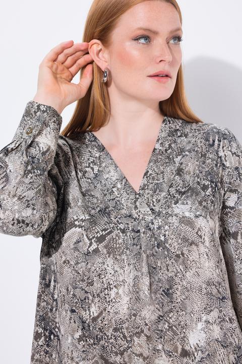 Immagine prodotto Ulla Popken Tunica con design pitonato, scollo a V e maniche lunghe (60)