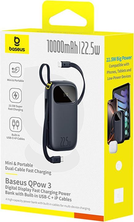 Immagine prodotto Baseus EnerFill FC31, 10000mAh, 22,5W, QC + PD, nero (10000 mAh, 22.50 W, 36.50 Wh)