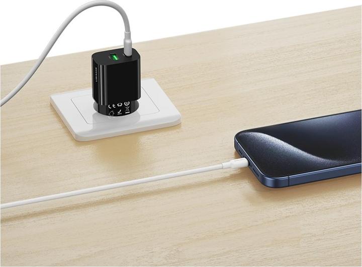Actual product image Usams Wall Charger CC315 T65 25W 1xUSB-C 1xUSB-A Fast Charging black (25 W, 2 ports)