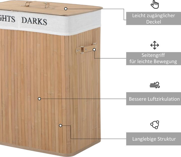 Produktbild Homcom Wäschekorb mit 2 Tragegriffen (100 l)