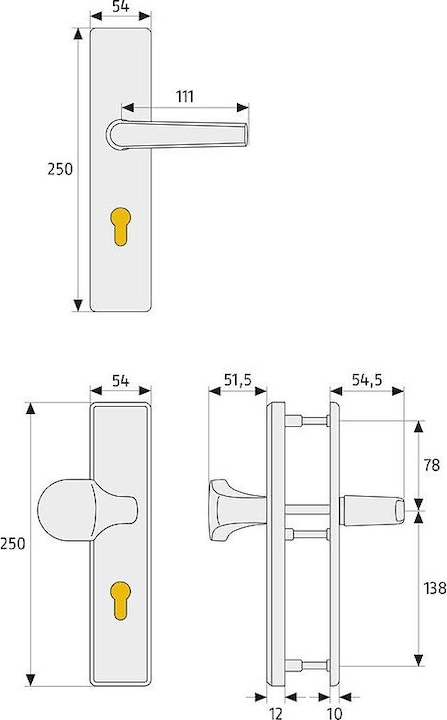 Image du produit Abus HLT612 F1 EK Ferrure de protection WG, aluminium (Garniture de porte)