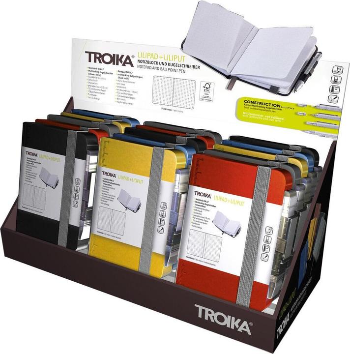 Troika Thekendisplay 15xLILIPAD+LILIPUT Notizblöcke (A7, Liniert, Harter Einband)