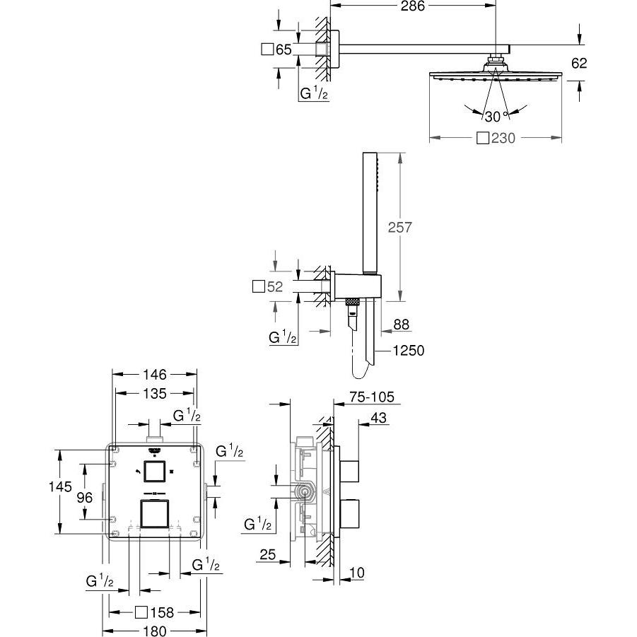 Thumbnail - Grohe, Duschsystem, Grohtherm Cube Duschsystem UP mit Rainshower Allure 230