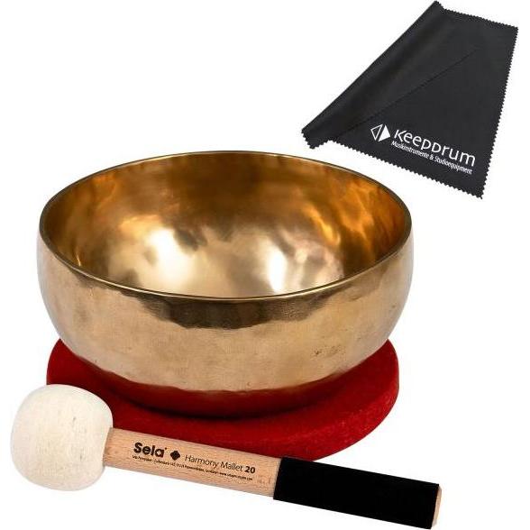 Sela Klangschale se263 Harmony Singing Bowl 19 mit Schlägel und Mikrofasertuch (Perkussion), Perkussion, Silber