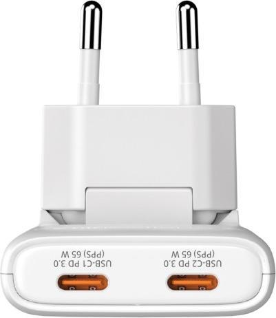 Productafbeelding Verbatim GaN III Fold 'n' Go Charger 2 Port 65W USB-C white (65 W)