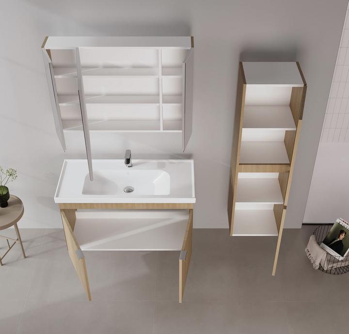 Produktbild Homitis Desna 100 Bathroom Cabinet With Sink & Mirror Set (2 Pieces)
