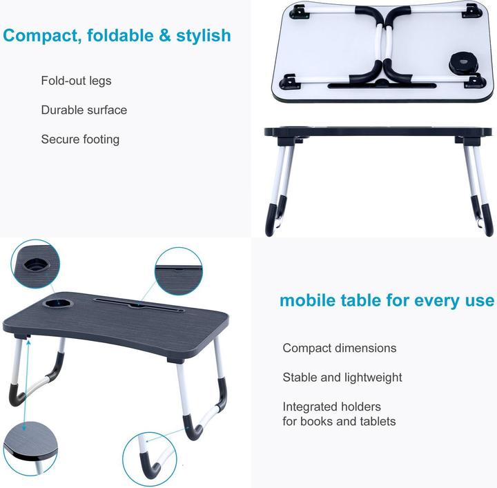 Image du produit Intirilife table pliante pour ordinateur portable en noir