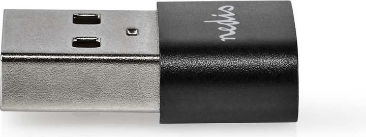Actual product image Nedis USB-A adapter | USB 2.0 | USB-A male | USB-C™ female | 480 Mbps | Round | Nickel-plated | Weak (USB-A, 2.10 cm)