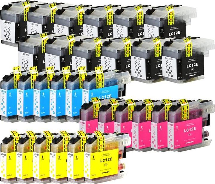 Actual product image Hermex Compatible 30 printer cartridges Brother LC-12-E black, cyan, magenta, yellow MFC-J 6925DW (M, Y, C, FC)