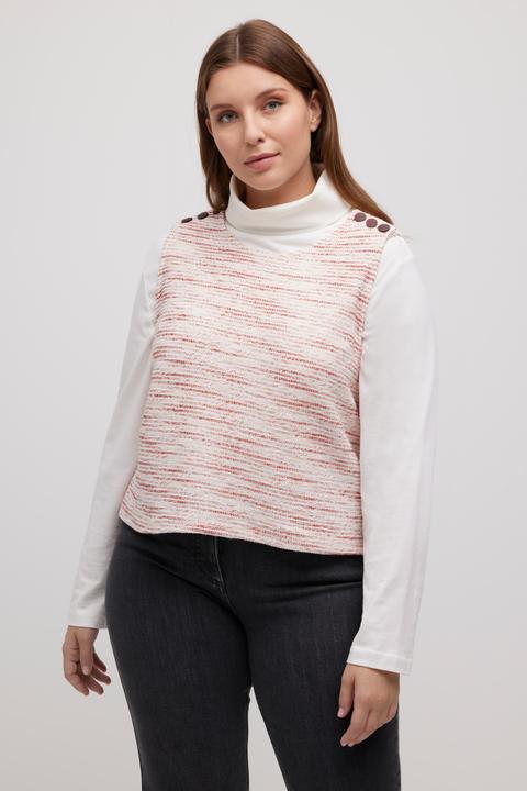 Actual product image Ulla Popken Eco Cotton Jacquard Stripe Sweatshirt Vest (56)
