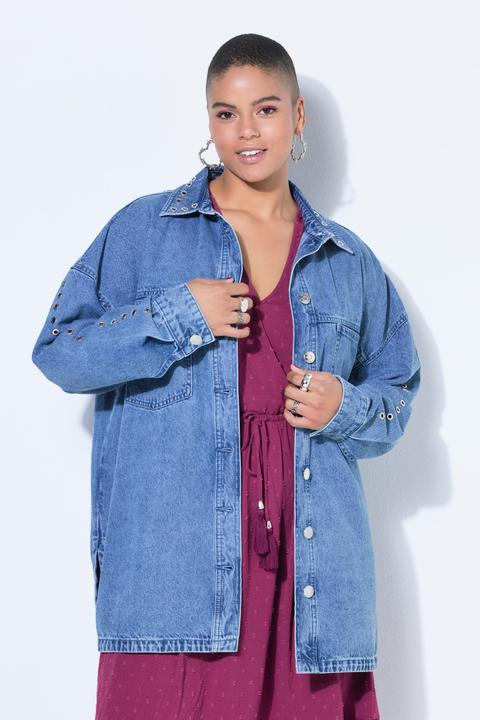 Actual product image Studio Untold Denim shirt, oversize shape, decorative eyelets (46)
