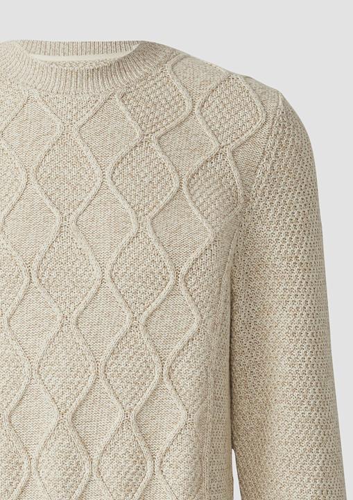 Produktbild s.Oliver Strickpullover Melierter Baumwoll-Strickpullover mit Zopfmuster (XXL)