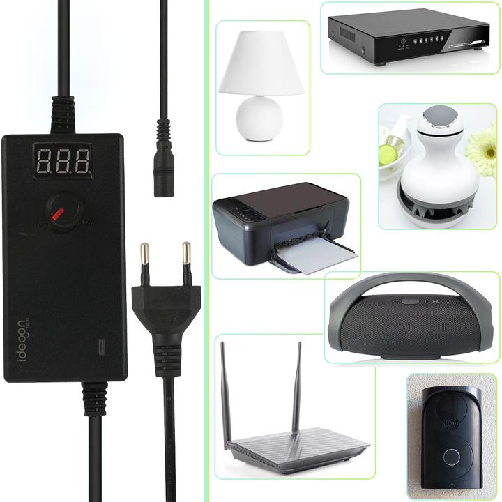Immagine prodotto Ideoon Universal-Netzteil mit 7 Wechselsteckern, 5 - 24 V, 100 - 240 V AC, 36 W