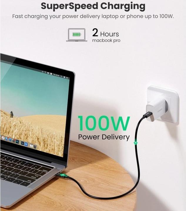 Produktbild Ugreen Thunderbolt 3 USB-C Kabel (40 Gbps, 100 Watt, 5A) (2 m, USB 3.1, 100 W)