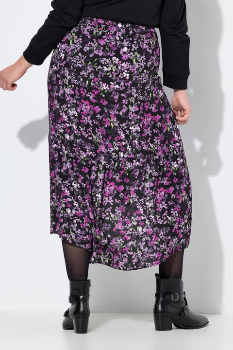 Produktbild Ulla Popken Maxirock, Blüten, A-Linie, Elastikbund, asymmetrisch (60)