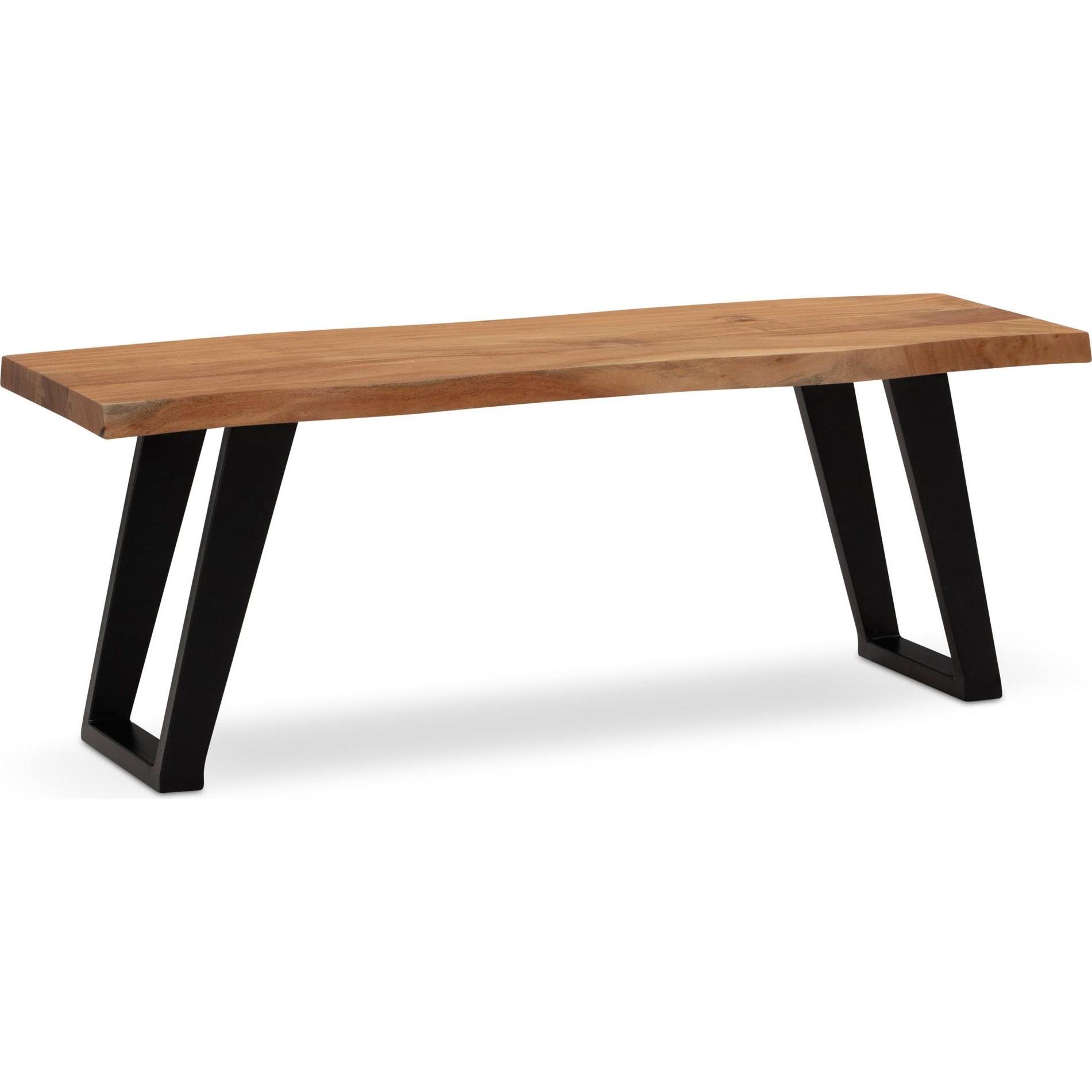 FineBuy, Sitzbank, Garderobenbank Sitzbank Akazie Massivholz 120 cm Baumkante Flurbank (120 cm)