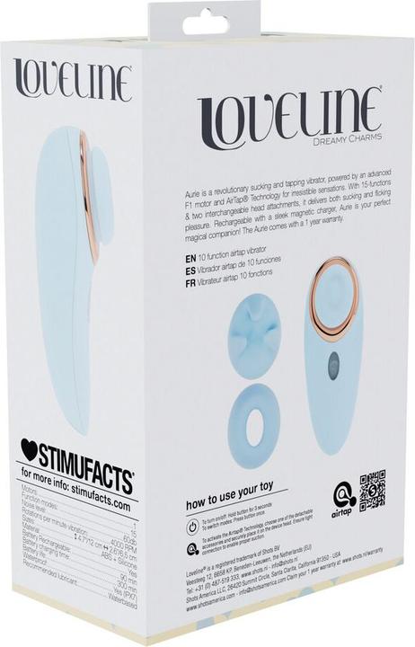Produktbild Loveline Aurie - AirTap Vibrator with Two Head Attachments - Blue