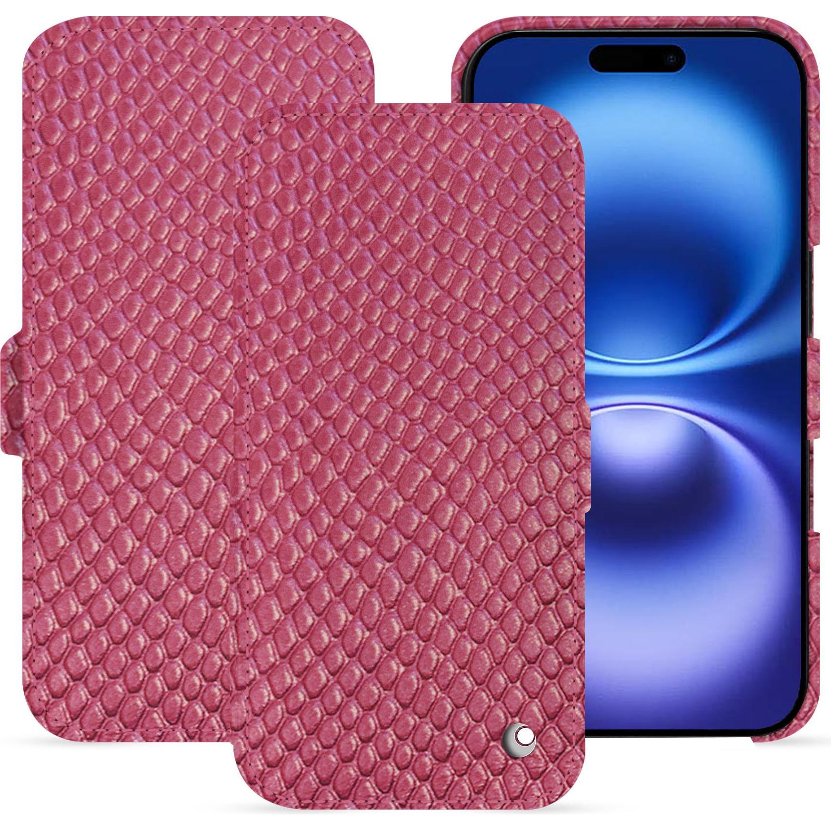 Noreve Lederschutzhülle horizontal (Apple iPhone 16), Smartphone Hülle, Rosa