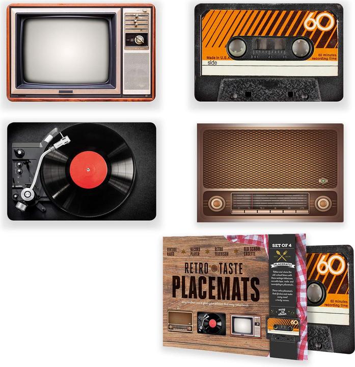 Productafbeelding Mikamax Retro Placemats - Set van 4 - Placemat - Veelkleurig - Polypropyleen - Tafeldecoratie - 45 (4 Pcs., 45 x 28 cm)