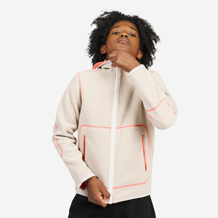 Produktbild Tribord Fleecejacke Segeln Kinder warm wendbar 500 orange/beige (164)