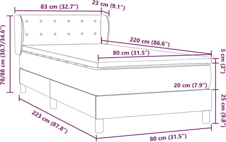 Produktbild vidaXL Boxspringbett (80 x 220 cm)