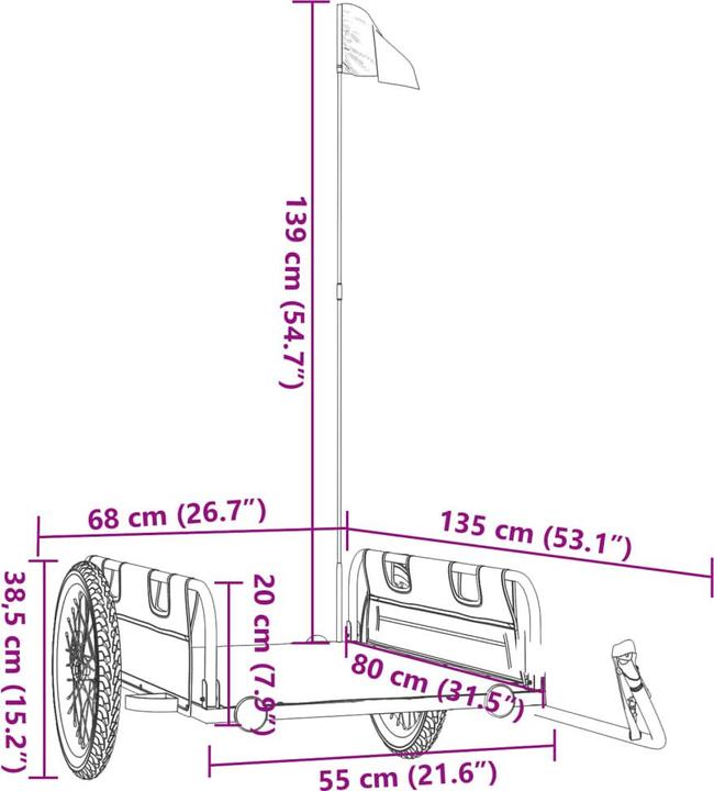 Immagine prodotto vidaXL Fahrradanhänger Orange Oxford-Gewebe und Eisen, Farbe